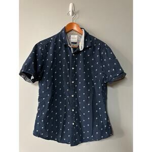 Denim & Flower Ricky Singh Palm Tree Button Down Shirt Men’s Large Slim Fit Navy